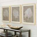 Signature Design by Ashley Framed Coral Wall Art Set of 3, Taupe, 24.4"L x 20.4"W