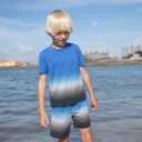 Moon Tree Boys Rash Guard Set for Boys 2 Piece Swimsuits Short Sleeve Bathing Suits with Trunks Quick Dry Swim Shirts, Size 13/14