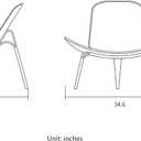 Hans Wegner Style Three- Legged Shell Chair Ash Plywood White Faux Leather Accent Chair Living Room Furniture Mid-Century Modern Shell Chair (Wood Color-White)