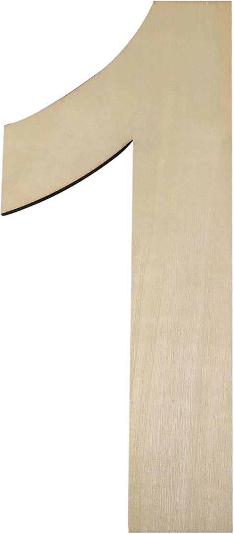 HILAZA 12 Inch Large Wooden Number 1, 1/4 Inch Thick Unfinished Blank Wood Number Slice Sign Board for Wall Decor, Craft, DIY Project, Birthday Wedding Party Decoration