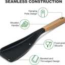 Silicone Spatula Spoon for Nonstick Cookware, Wood Handle Cooking Spoon for Mixing, Scooping & Serving, BPA-Free,Seamless Design,black