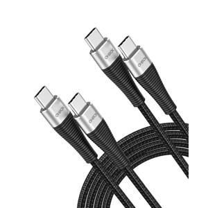 USB C to USB C Cable 6FT 2Pack, 100W Type C Charger Fast Charging Cord Braided, USBC Cable for iPhone 17 Pro Max 16/15, iPad Pro/Air/Mini, MacBook Pro/Air, Samsung, Pixel Phones, Tablets and Laptops
