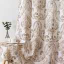 H.VERSAILTEX Farmhouse Floral Curtains for Living Room 84 Inch Length 2 Panles Set Summer Privacy Light Filtering Sheer Curtains Linen Style Drapes, Damask Printed Curtain, Taupe