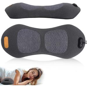 3 in 1 Back Massager, Electric Lumbar Support Pillow Heat Vibration Massage Lower Back Spine Decompression Device, Dark Gray
