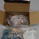 Yerliker 28 Pieces Christmas Mini Miniature Village Accessories Artificial Trees Street Lamps Santa Snow Houses Elk for Miniature Scenes Village Displays (Lake Blue and Beige,Gnome Style)