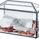 NCYP 12.6" x 5.9" x 9" Wedding Glass Cards Box with Slot and Lock, Thanks Card Holder for Keepsake, Envelops, Reception, Decorative, Silver (Glass Box Only) Slot Length 7.3 Inches