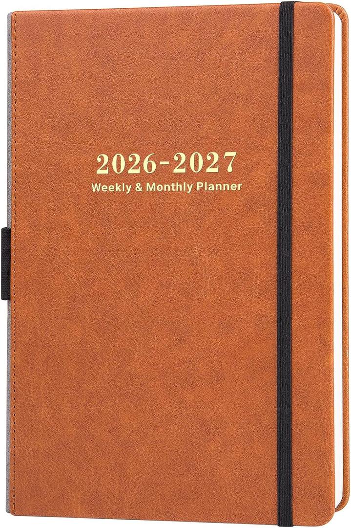 2026-2027 Planner - Planner 2026-2027 Weekly and Monthly with Stickers, JUL. 2026 - JUN. 2027, 5.75" X 8.25", Academic Calendar Planning with Premium Paper, Pen Holder, Inner Pocket and 44 Notes Pages (brown)