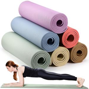 Timgle 6 Pcs 10mm Thick Yoga Mat Bulk 68 x 24 Inches Anti-slip Tear-resistant Exercise Mat Adult Gym Mats for Fitness, Stretching, Workout and Studio, Outdoor Yoga, Pilates