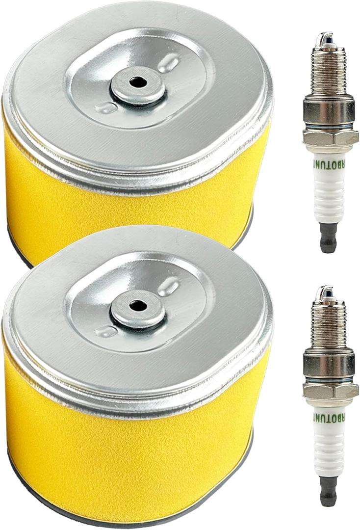 2 Pack GX240 GX270 Air Filter w/spark plug for Honda 8HP 9HP Engine Air Filter Plus Foam Pre Filter 17210-ZE2-505 17210-ZE2-822 17210-ZE2-515