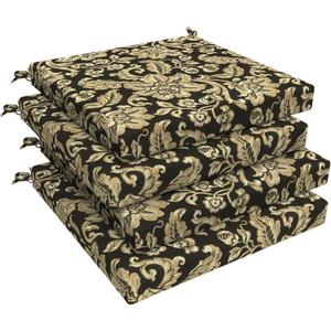 LVTXIII Outdoor Seat Cushions Set of 4 Square Corner Chair Cushions with Ties, Patio Chair Pads for Home Office and Patio Garden Furniture Decoration 19"x19"x2", Jacobean Black