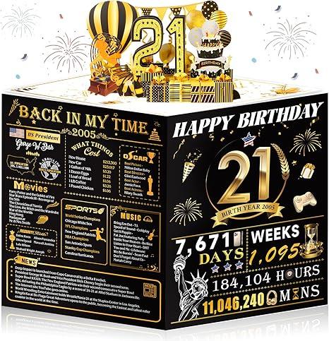 OLOSONG 21st Birthday Card for Girl Boy Son Daughter, Big Pop Up 21st Birthday Cards for Grandson Granddaughter, Back In 2005 Funny 21 Year Old Birthday Decorations