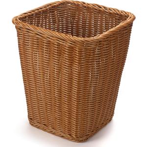 Wicker Waste Basket, Hand Woven Trash Can, Imitation Rattan Garbage Basket for Bedroom, Bathroom, Kitchen, Living Room (Square) (9.4" x 9.4" x 11")