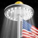 Solar Flag Pole Light  26 LED 1300 Lumen Super Bright, 12+ Hours Runtime, Auto On/Off, Durable Weatherproof Top-Mount for Outdoor Flagpoles (Deluxe Silver)