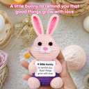 5 Pcs Finished Easter Positive Crochet Animals for Teen Girls & Adults Women, Handmade Filled Easter Basket with Crochet Bunny, Carrot, 2 Eggs, Easter Decoration Gifts Prefilled with Animal Stuffers