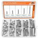 #12 x 3/4" 1" 1-1/4" 1-1/2" 2" Wood Screws Set, HELIFOUNER 54 Pieces Phillips Countersunk Head Self-Tapping Screws Assortment Kit, Phillips Flat Head Wood Screws, 304 Stainless Steel