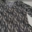 Qirno Chiffon Blouses for Women Ruffle 3/4 Sleeve Dressy V Neck Casual Flowy Tunic Tops (Large, Black Apricot Stripes)