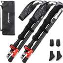 BISINNA Carbon Fiber Trekking Poles Collapsible Hiking Poles Lightweight Walking Sticks with Cork Handle Quick Lock for Women and Men 2pc