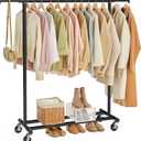 SONGMICS Clothes Rack with Wheels, Heavy-Duty, 220 lb Load Capacity