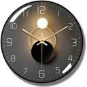 QZUKOY 14 inches PVC Wall Clock Narrow Frame Tempered Glass Cover Mute Movement Metal Pointers Simple Style (Black)