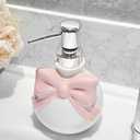 Pink Bow Ceramic Soap Dispenser - 1pc Cute Lotion Bottle for Girls Women, Refillable Hand Liquid Soap Dispenser with Pump for Bathroom Decor, Kitchen Countertop Dish Soap Bottle 350ml/11.8oz