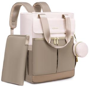LOVEVOOK Diaper Bag Backpack,Diaper Bag Tote with Insulated Pockets,Baby Bag for Girl Boy with Changing Pad,Large Baby Diaper Bag with Pacifier Case,15.6 Inch Anti-Theft Laptop Backpack for Women (Coffee-beige)