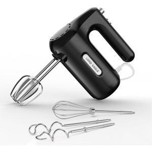 Lord Eagle 5-Speed Hand Mixer Electric, 300W Compact Handheld Mixer, Portable Kitchen Egg Beater with 5 Attachments & Storage Bag, Cake Supplies for Bread Dough Baking, Lightweight, Black