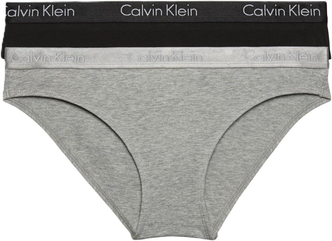 Calvin Klein Women's Motive Cotton Multipack Bikini Panty (Medium, Black/Gray Heather)