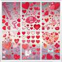 218pcs Valentines Day Window Clings Red Heart Shaped Static Wall Decals Window Stickers Double Sided Visibility Romantic Valentines Day Decorations for Bedroom Hotel Bathroom Glass Door