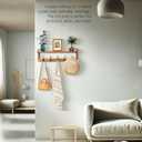 Exper City Coat Rack Wall Mount with Shelf, 26IN Wooden Coat Hanger Hooks Wall Mount with 5 Metal Hooks, Hanging Shelf with Hooks, Wood