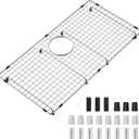 Sink Bottom Grid 28-3/8" x 14-3/16", Rear Drain with Corner Radius 3/8", Sink Protector Stainless Steel Material Sink Bottom Grid for Single Bowl Sink
