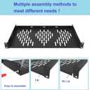 Beiyier 1U Universal Rack Shelf, 10" Deep Vented Cantilever Tray, for 19 Network Equipment Rack & Cabinet (1PCS, Black)
