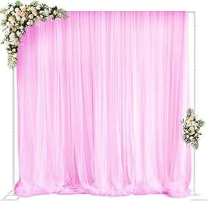 Wokceer 10x10 FT Backdrop Stand Heavy Duty Pipe and Drape Backdrop Stand Kit, Adjustable White Backdrop Stand for Wedding Photo Booth Background Birthday Party Photography Exhibition Decoration