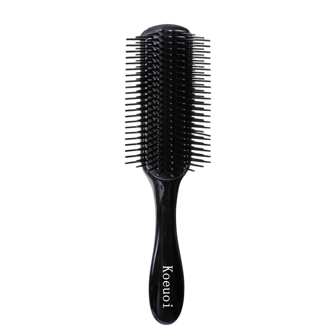 Classic Curly Hair Brush - 9 Row All Black Styling Brush for Styling, Smoothing Longer Hair and Defining Curls .For Women and Men Wet or Dry Hair