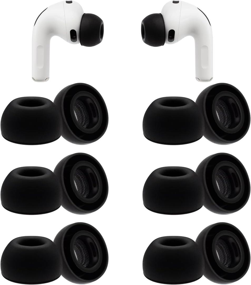 Replacement Ear Tips for AirPods Pro 3 Earbuds, Silicone Earbuds Tips Compatible with AirPods Pro 3rd Generation 2025, 6 Pairs Black (Medium)