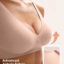 Vertvie Jelly Wireless Bras for Women Push Up Plunge Seamless T-Shirt Bras No Underwire Supportive Full Coverage Bralettes(Airy Nude,X-Large)