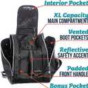 Athletico Ski Boot Bag  Skiing and Snowboarding Travel Luggage  Stores Gear Including Jacket, Helmet, Goggles, Gloves & Accessories  Venting and Grommets for Snow Drainage (Black with White Trim)