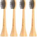 Bamboo Toothbrush Heads Compatible with Philips Sonicare, Soft Charcoal Infused Bristles, Whitening & Deep Cleaning