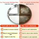 MYOVPLUT Stainless Steel Kids Plates Set of 6, 9 Inch Divided Plate for Adults and Toddlers,Metal Portion Control Plates for Balance Lunch, Bariatric & Diabetic Diet,Unbreakable,Dishwasher Safe
