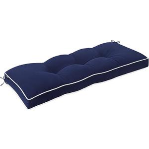 Favoyard Outdoor Bench Cushion 48 x 16 Inch Water-Resistant & 3-Year Fade Resistant Patio Furniture Cushions Tufted Garden Seat Pads for Indoor/Outdoor Porch Sofa Settee Couch with Ties, Blue