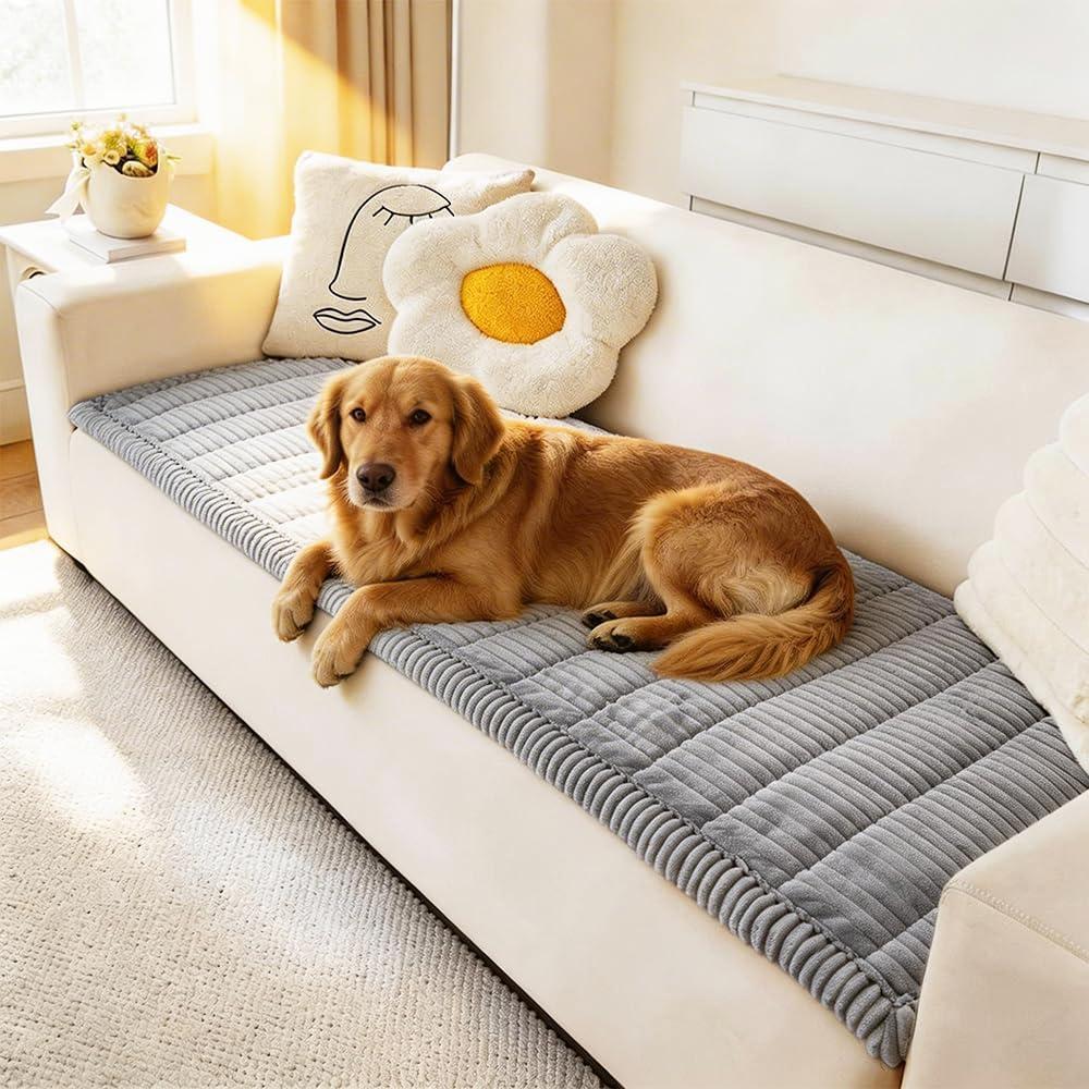 Couch Cover for Dogs Washable, Fuzzy Pet Couch Covers for 3 Cushion Sofa Pet Friendly, Non Slip Sofa Cover (Light Blue-Grey, 27.6" x 59"/70 x 150cm)