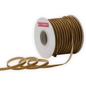 Nylon Khaki Velvet Ribbon Single Faced,1/4 Inch X 50 Yards Spool