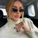 Rmerom Retro Oval 90s Metal Sunglasses for Women, 2026 Trendy Chic Narrow Gold Sun Glasses Fashion Sunnies