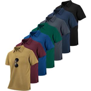 ZITY 7 Pack Mens Polo Shirts with Pocket Moisture Wicking Short Sleeve Outdoor Golf Athletic Work Multipack Shirts (XX-Large)