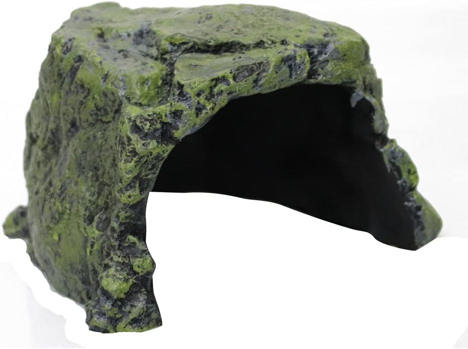 Reptile Rock Hideout Reptile Rock Hide Cave, Aquarium Habitat Dcor Rock Tortoise Hideout for Reptiles, Small Lizards, Turtles,Bearded Dragon, Tortoise, Amphibians, Fish (N18)