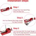 Universal Spark Plug Gap Tool with 32 Blade Steel Feeler Gauge, Spark Plug Gapping Tool for Most 10mm 12mm 14mm 16mm Spark Plugs, Spark Plug Gapper Adjustment Tool, Red (Red)