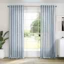 Blue Linen Curtains 108 Inches Long for Living Room 2 Panels Set Back Tab Pocket Farmhouse Boho Light Filtering Semi Sheer Dusty Stone Blue Curtains for Bedroom Dining Room, 9 FT Tall, Grey Blue, 50"W x 108"L