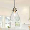 Modern Pendant Light, Gold Glass Pendant Lighting for Kitchen Island, Brass Hanging Light Fixtures for Foyer, Bedroom, Hallway and Dining Room