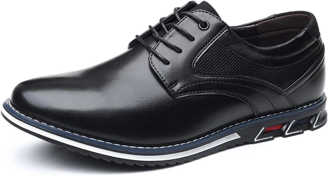 Mens Dress Shoes Casual Oxford Derby Orthopedic Leather Shoes Comfortable Walking Sneakers Business Office Loafers Work Flats (6, Black)