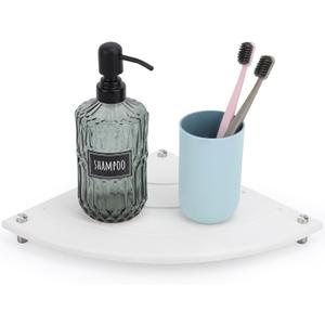 Segbeauty Quick Dry Stone Sink Tray, 9.85in Diatomaceous Water Absorbing Corner Sink Caddy, Fast Drying Stone Soap Tray Dish Sponge Holder Corner Counter Shelf Rack Drying Mat for Bathroom Kitchen (9.9" x 9.9" x 1.2", White)