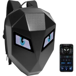 Ruconla LED Backpack Laptop Bag Motorcycle Riding bag, Hard Shell LED Motorbike Luggage Bags High-Capacity Helmet, Waterproof Backpack With Programmable Screen (Black)